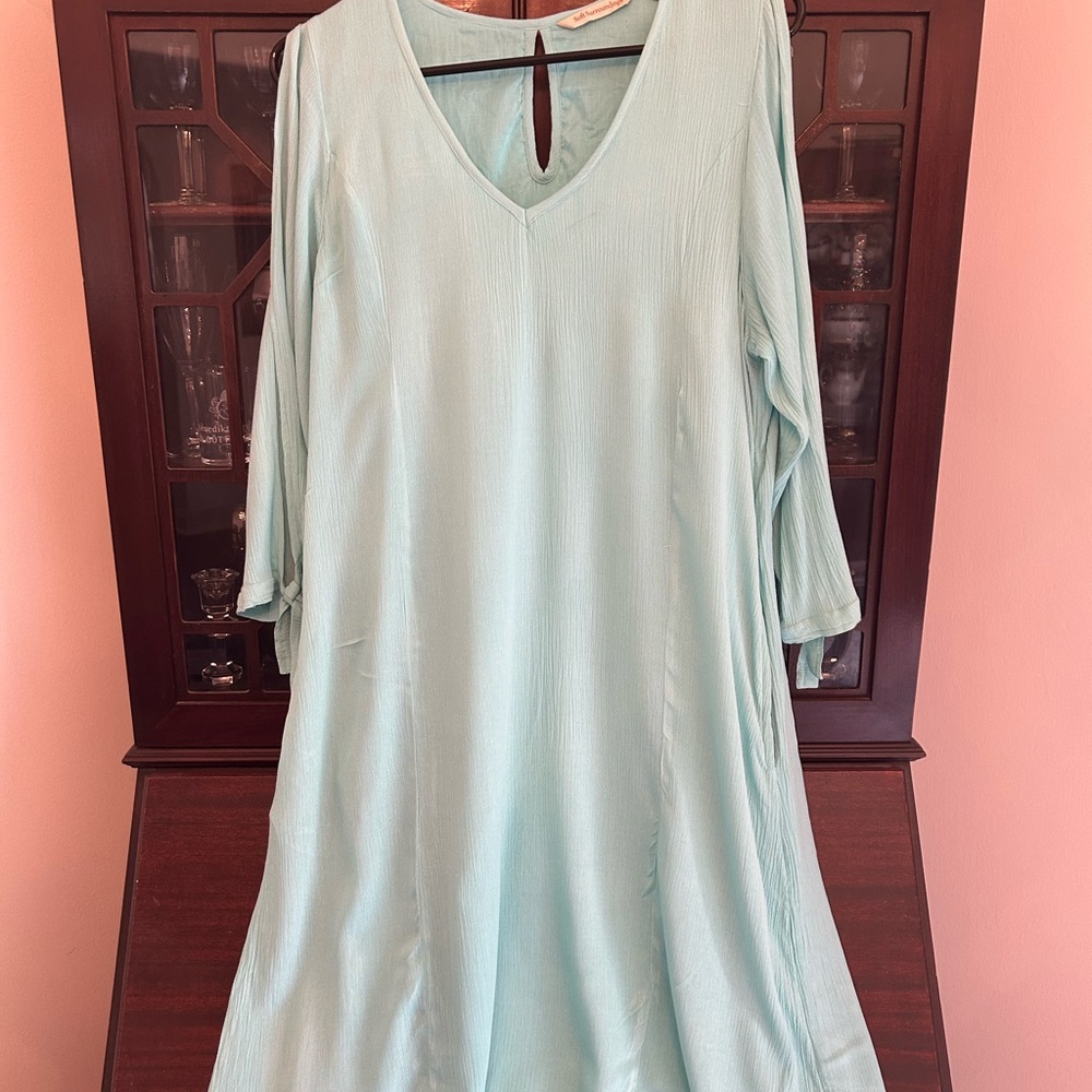Soft Surroundings Aqua Long Sleeve Dress